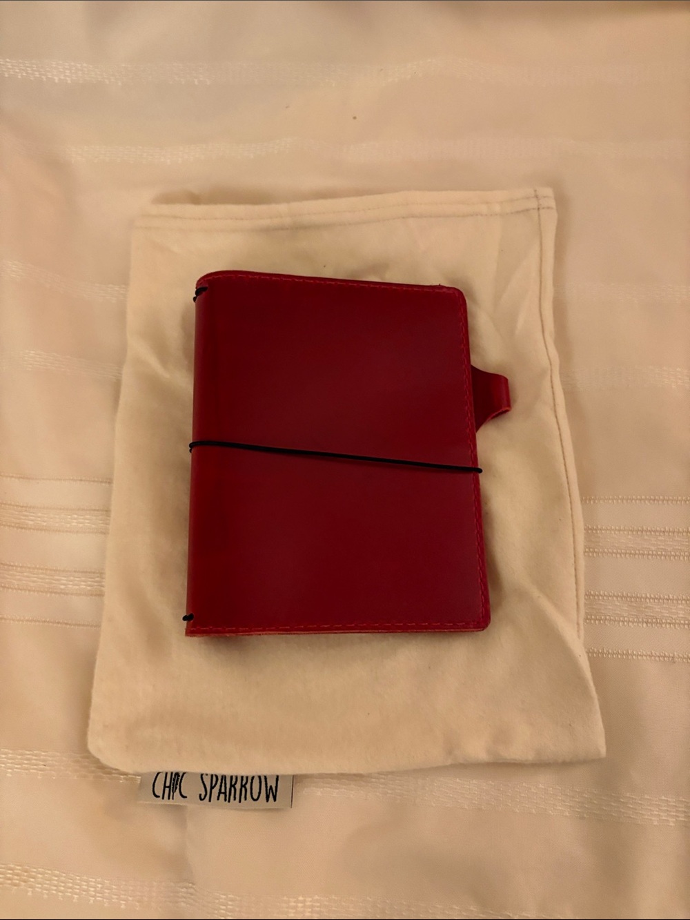 sparrow Red Leather Notebook Cover with Elastic Closure